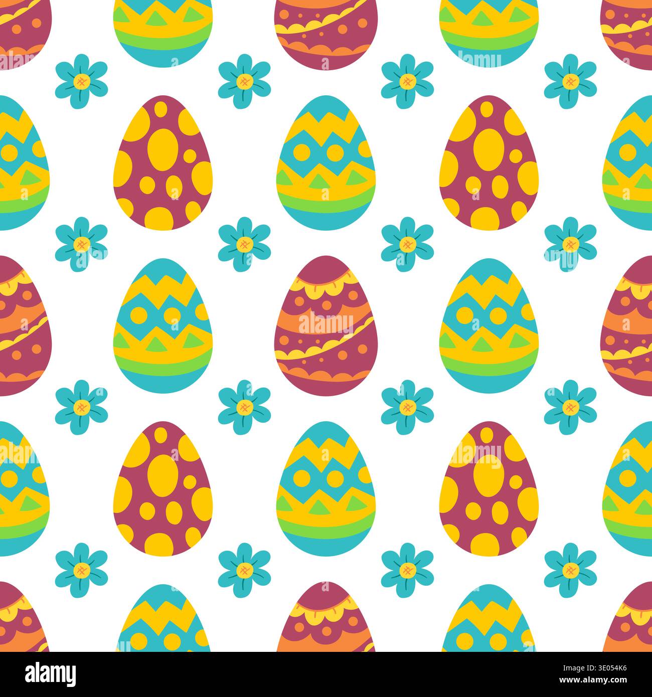 Seamless Easter pattern with decorated eggs. Spring Vector illustration perfect for wallpaper, festive decorations Stock Vector
