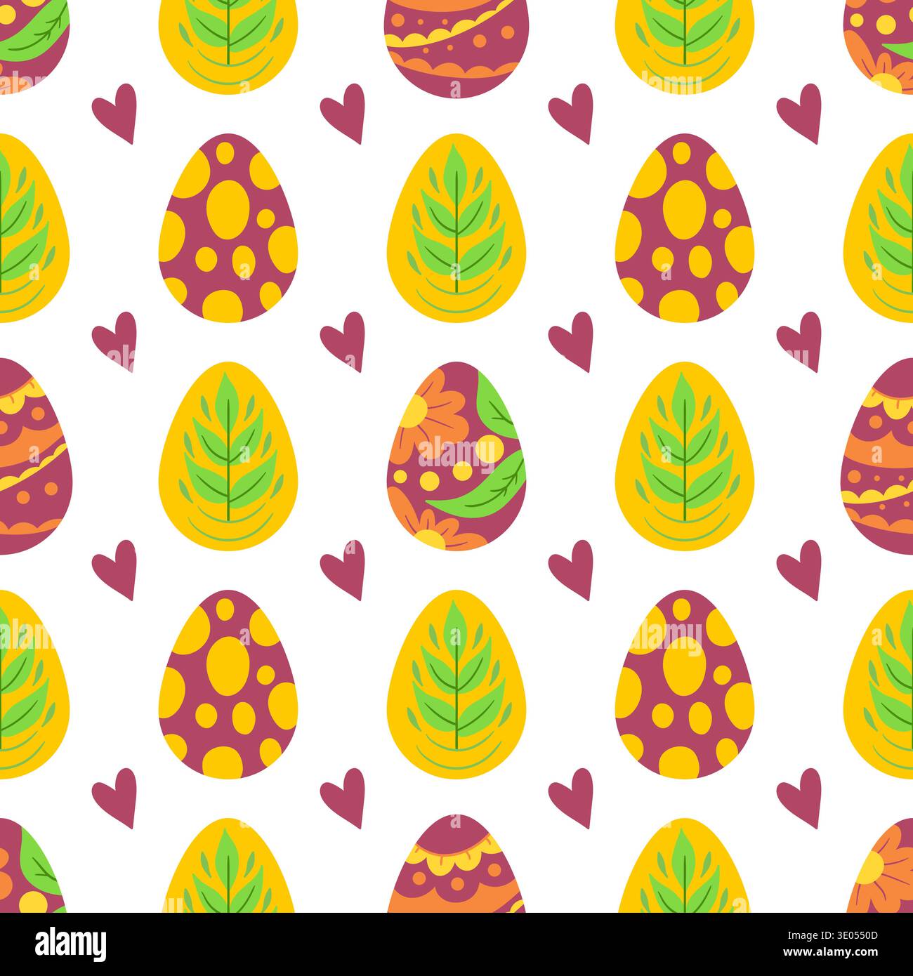 Seamless Easter pattern with decorated eggs. Spring Vector illustration perfect for wallpaper, festive decorations, wrapping Stock Vector