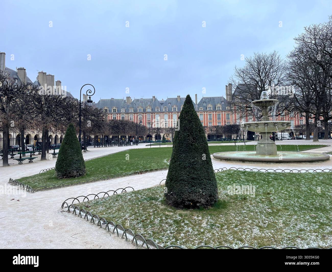 Paris, France. View of the Place des Vosges in wintertime. - Smartphone Captured Stock Image