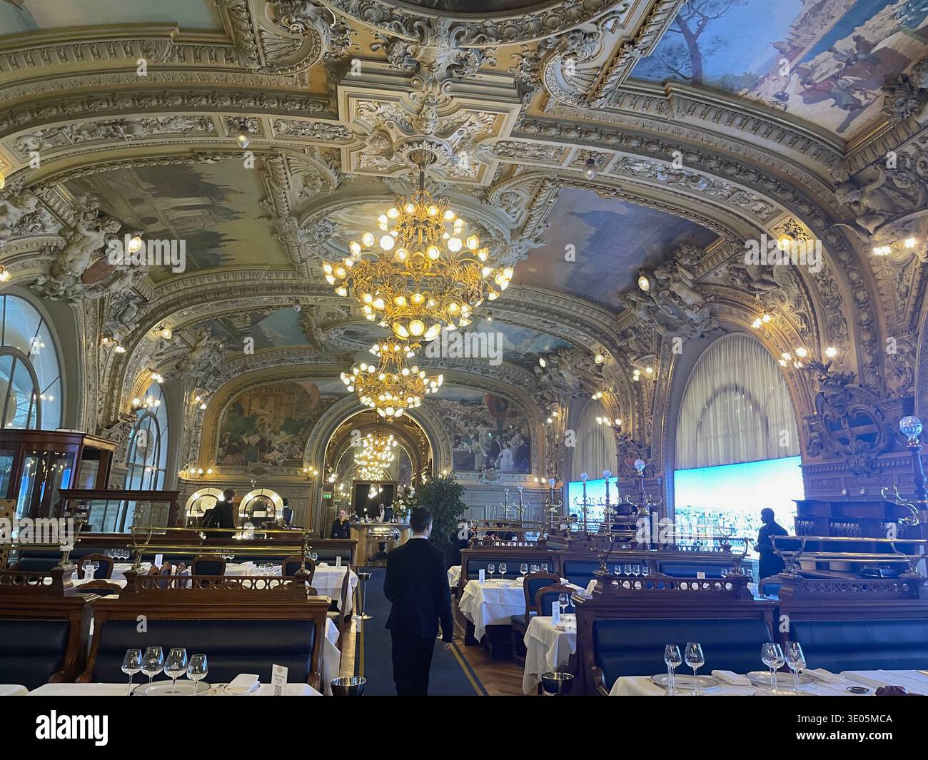 Paris, France. Interior of the restaurant Le Train Bleu,inside Gare de Lyon. - Smartphone Captured Stock Image
