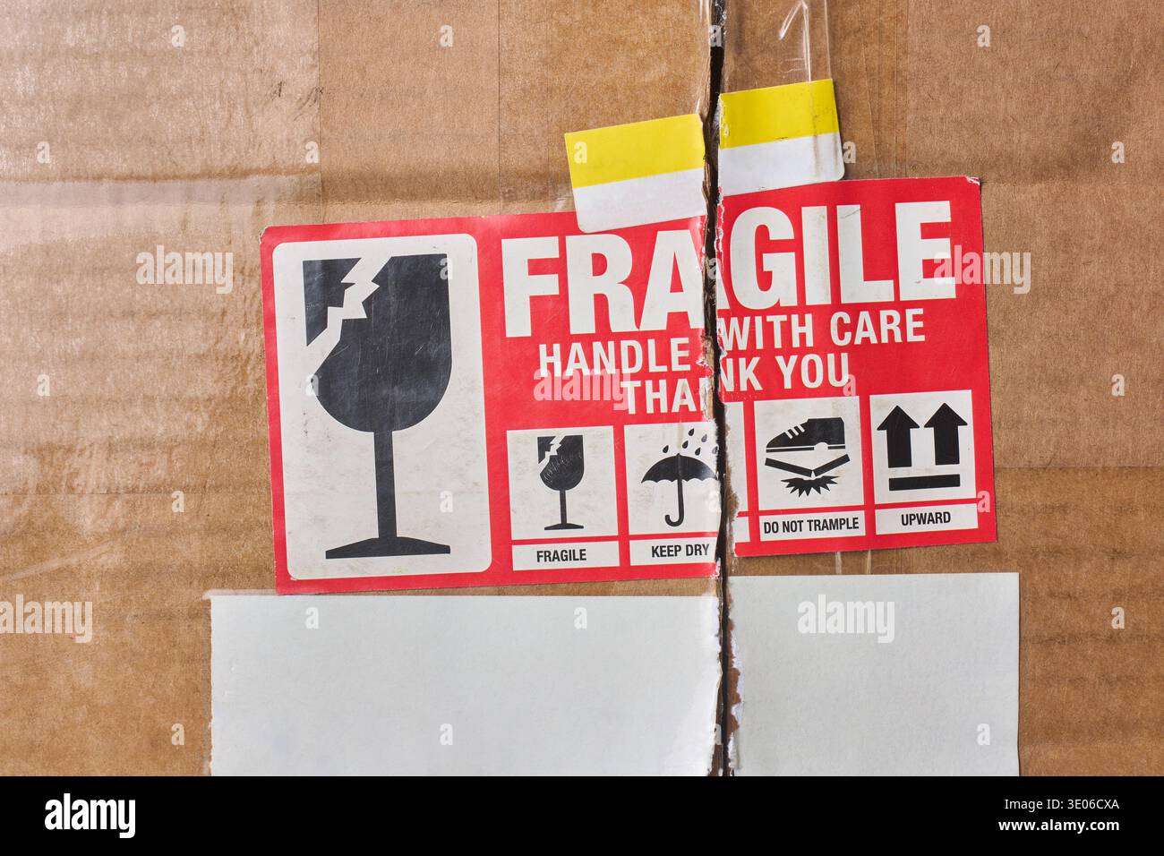 Cardboard box warning stickers on hi-res stock photography and images ...