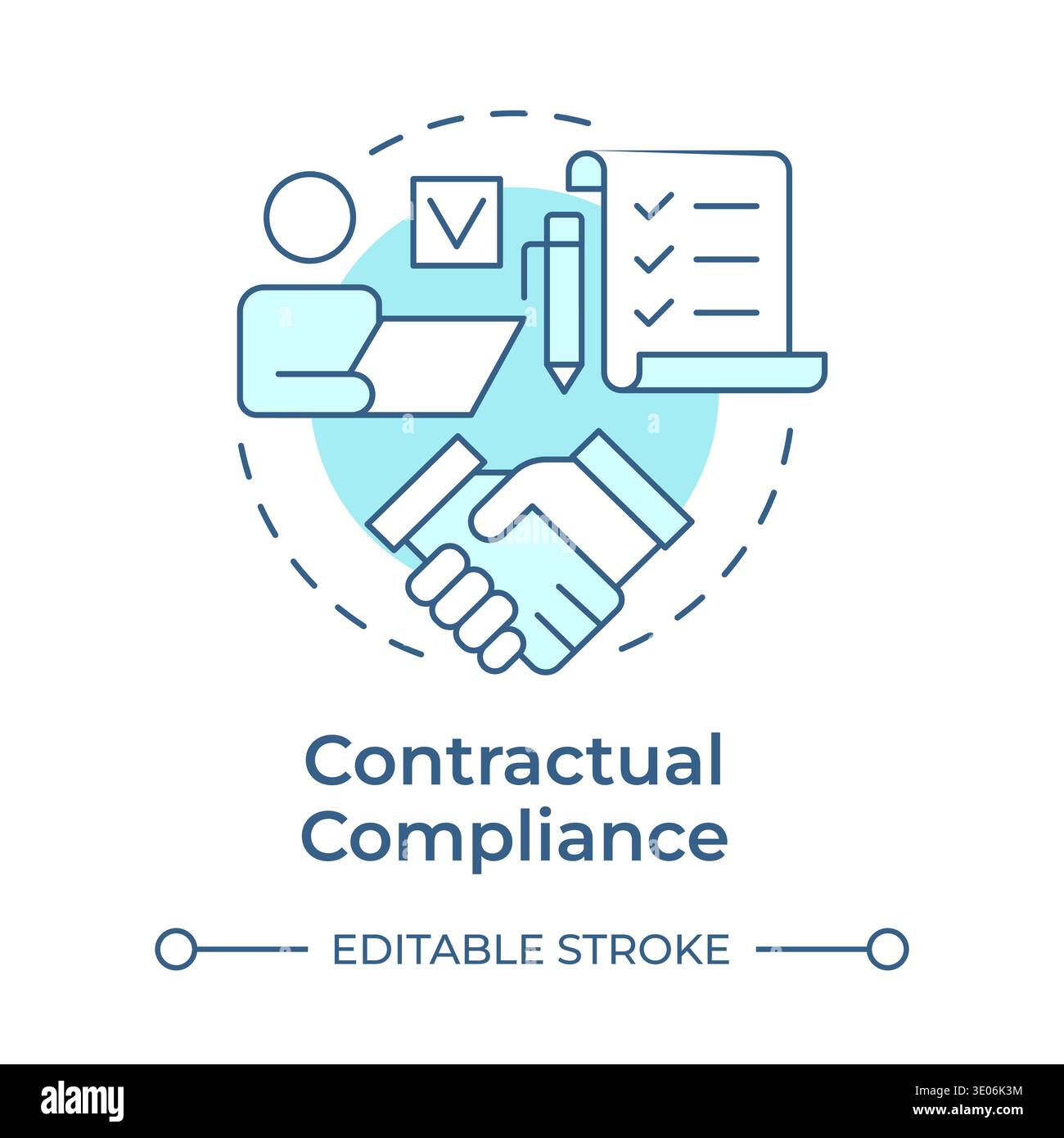 Contractual compliance soft blue concept icon Stock Vector