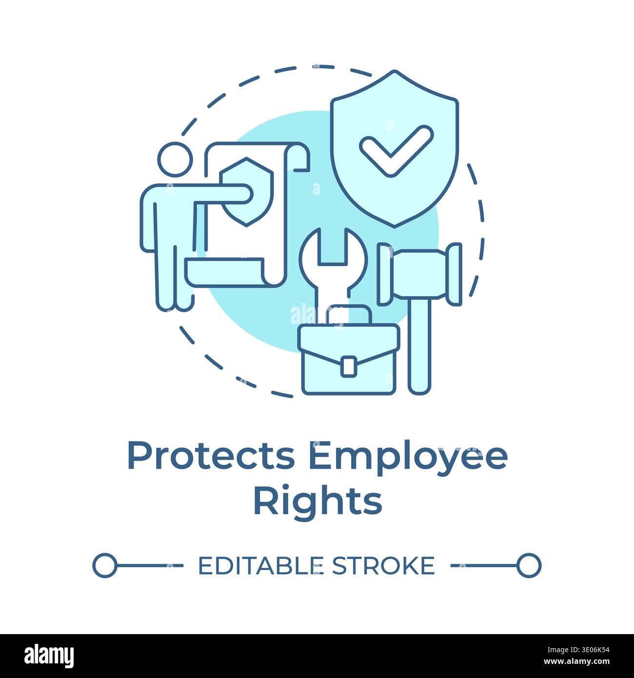Protects employee rights soft blue concept icon Stock Vector