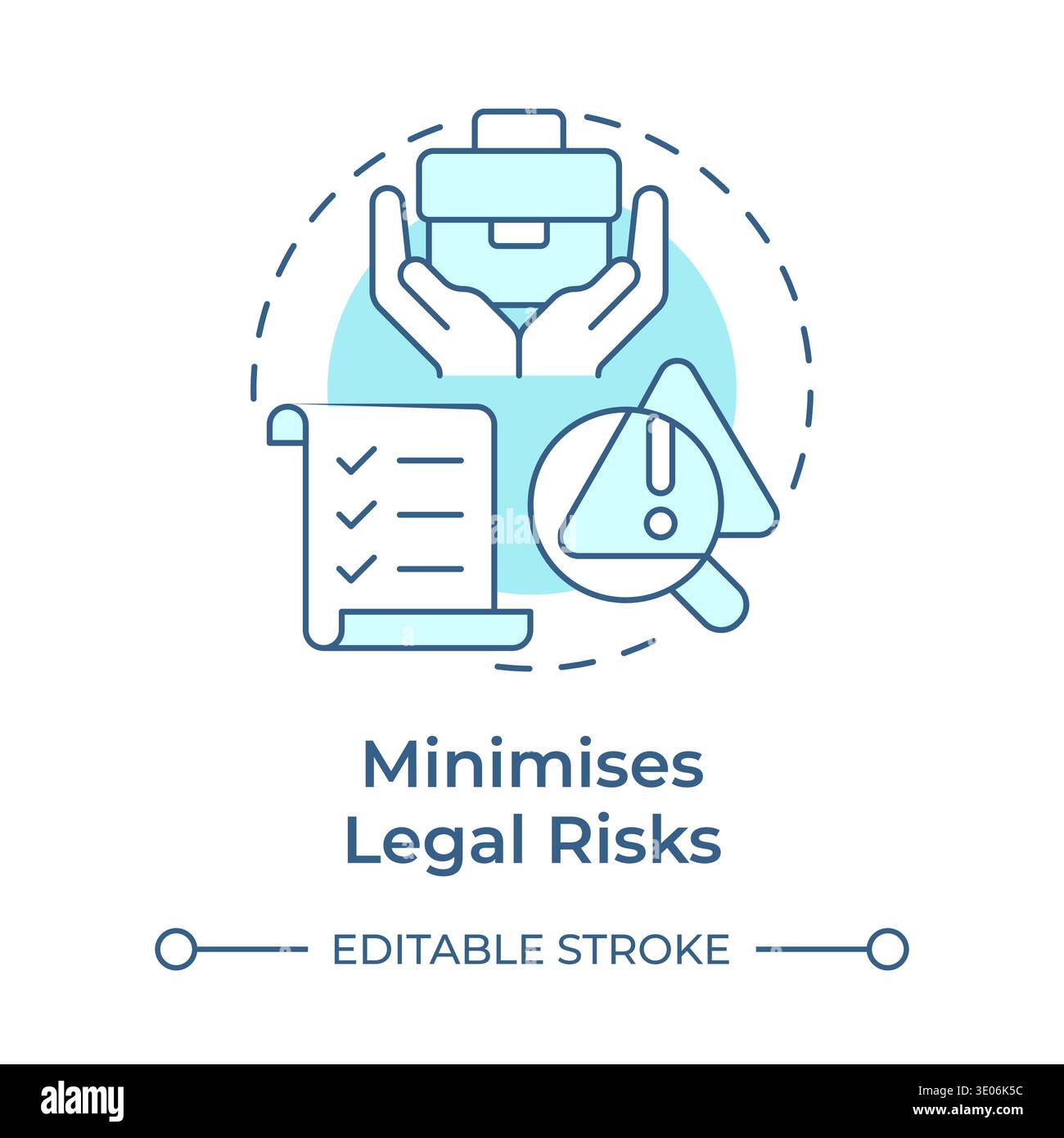Minimises legal risks soft blue concept icon Stock Vector