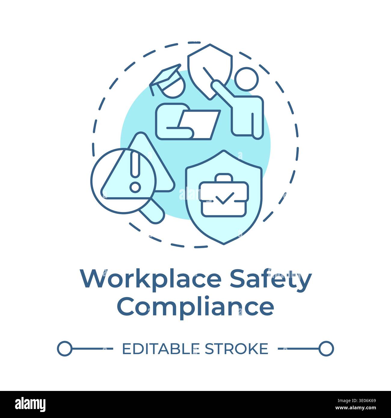 Workplace safety compliance soft blue concept icon Stock Vector