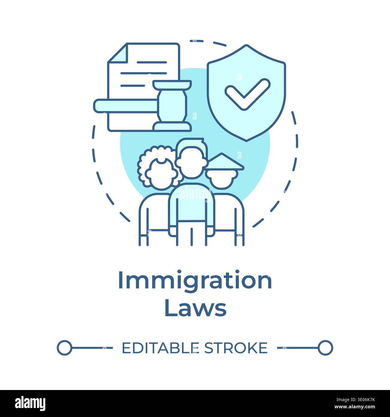 Immigration laws soft blue concept icon Stock Vector