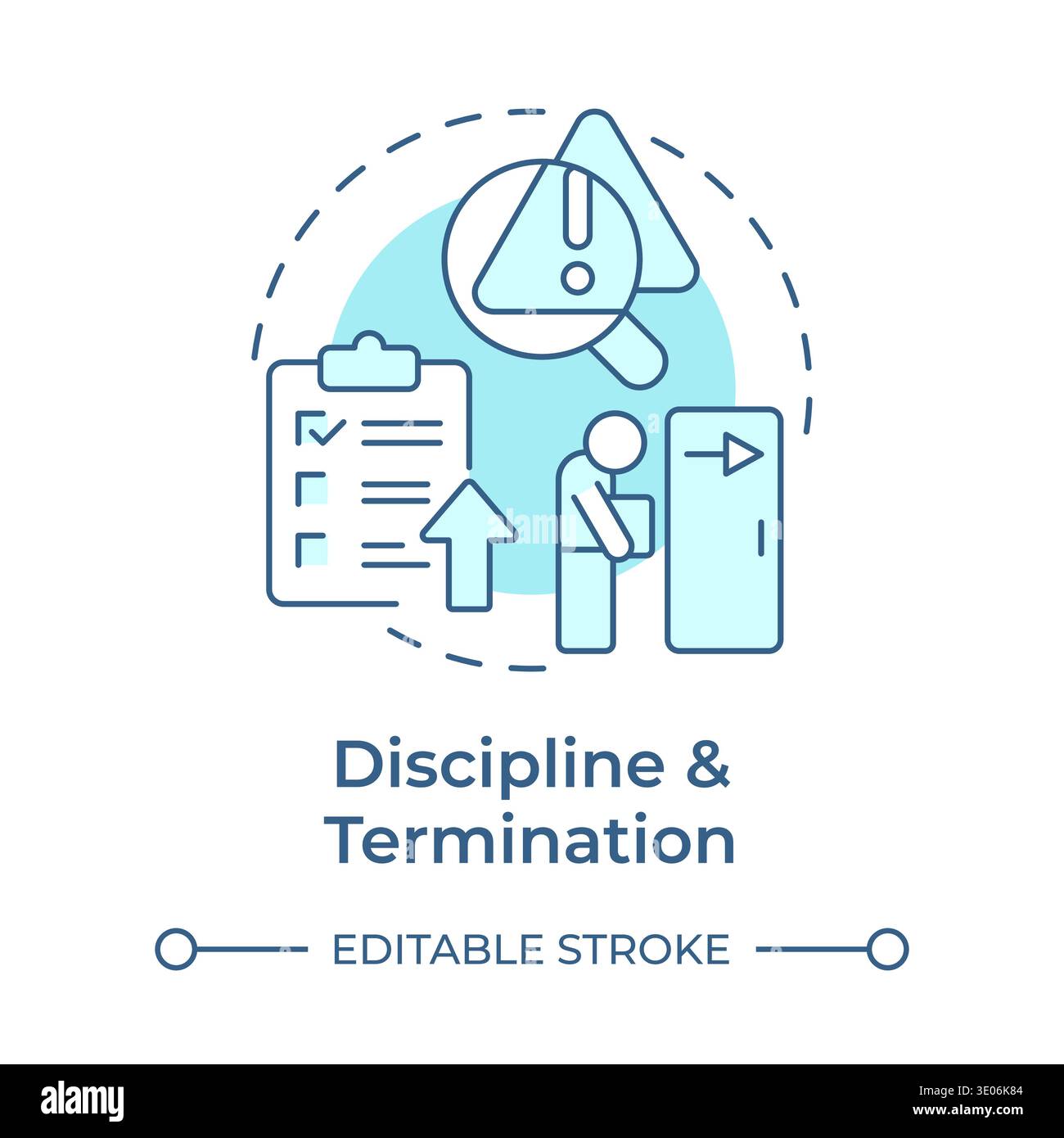 Discipline and termination soft blue concept icon Stock Vector