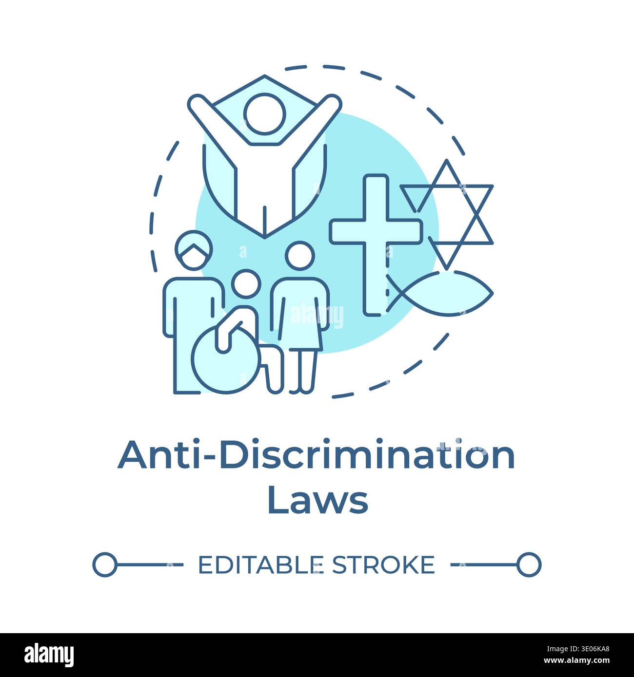 Anti discrimination laws soft blue concept icon Stock Vector