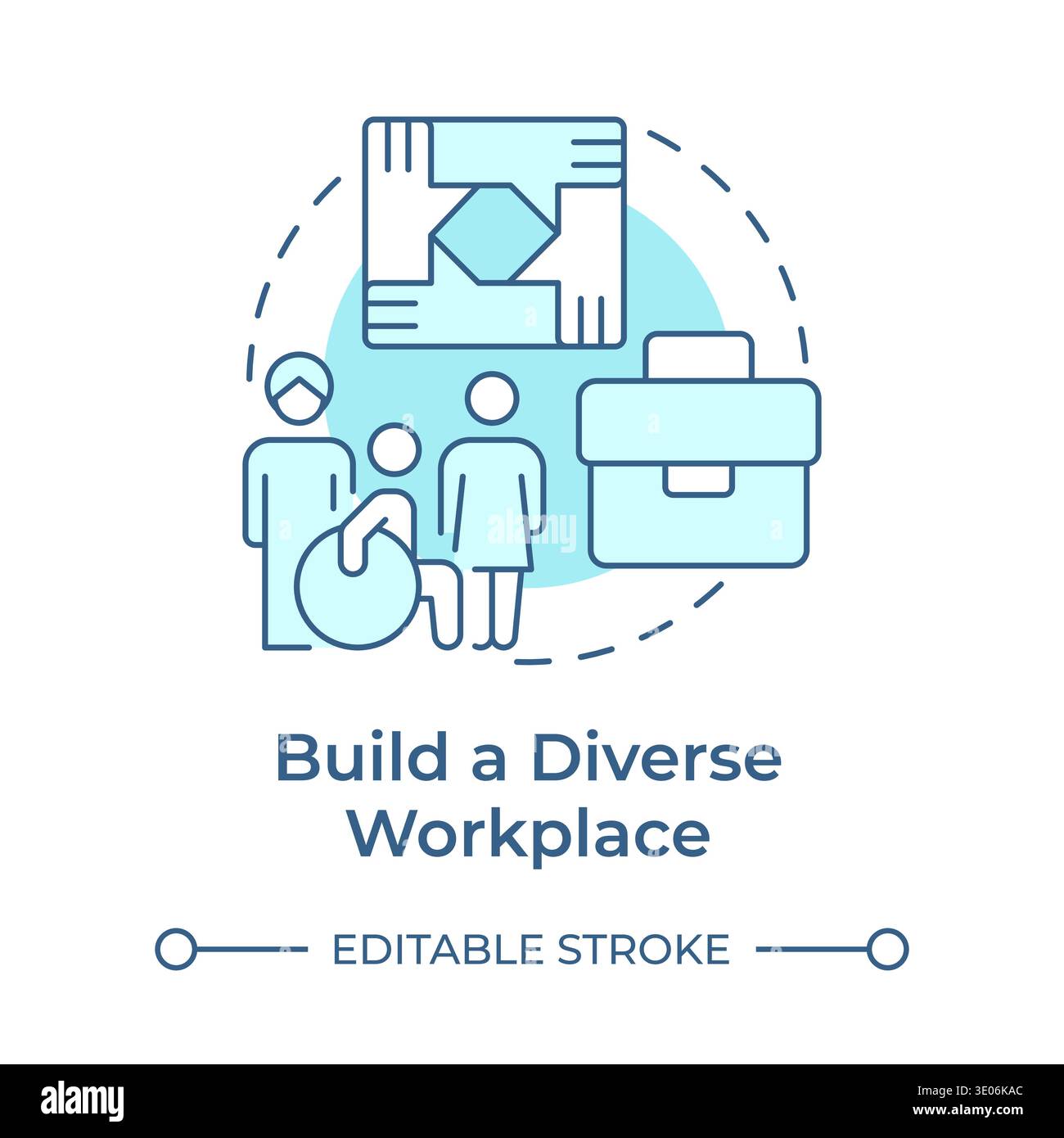 Build a diverse workplace soft blue concept icon Stock Vector