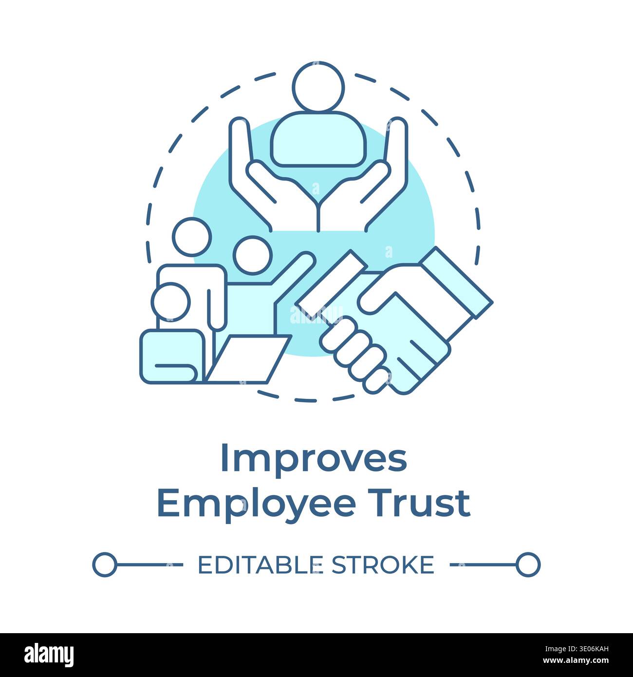 Improves employee trust soft blue concept icon Stock Vector