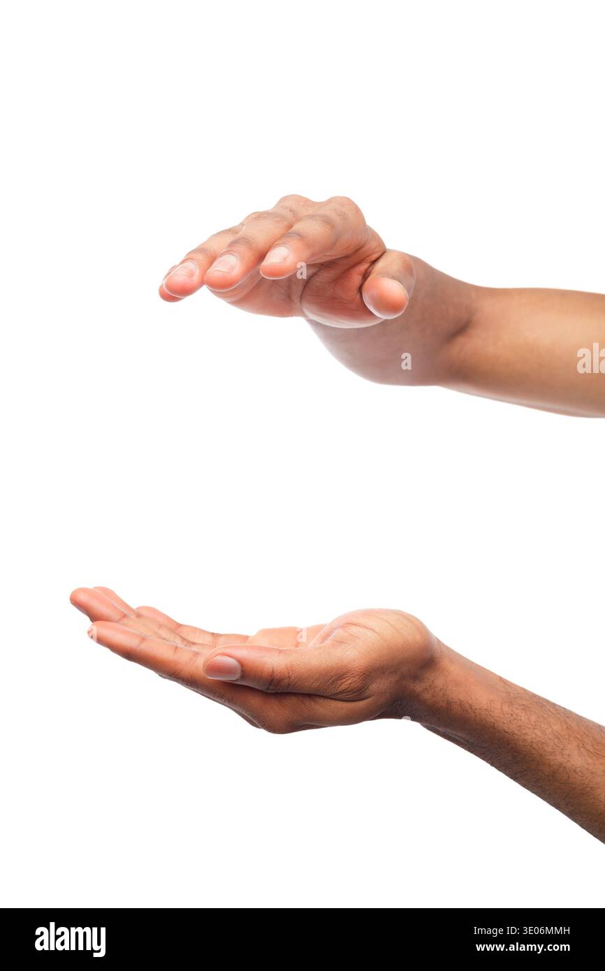 Black male hands keeping something, cutout Stock Photo