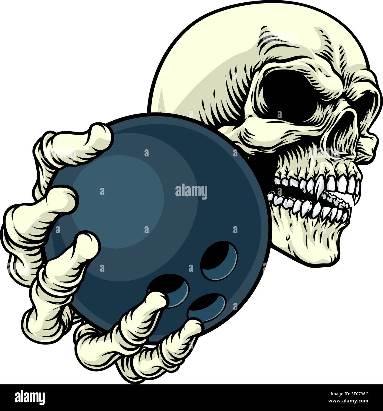 Skeleton Grim Reaper Death Bowling Team Mascot Stock Vector
