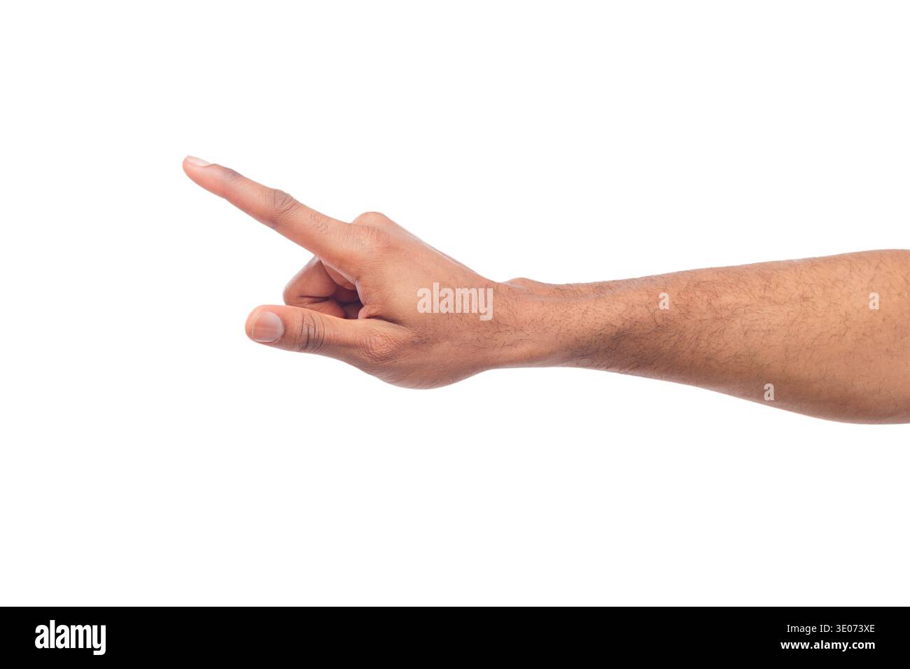 Hand gestures - man pointing away, isolated Stock Photo