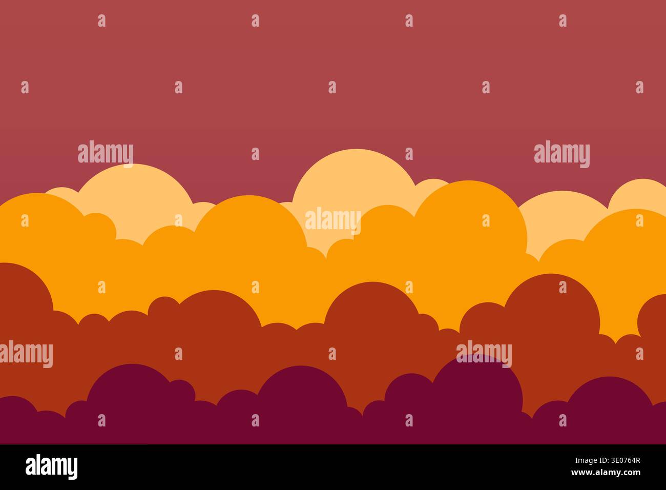 Warm cloud layers. Sunset sky Vector. Vibrant orange background. Horizontal sky atmosphere. Stock Vector
