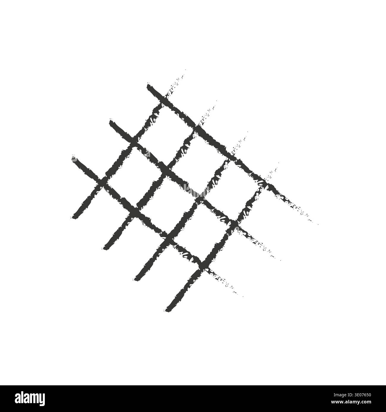 Grunge grid Vector. Sketch line pattern. Abstract cross hatch. Rough monochrome shape. Stock Vector