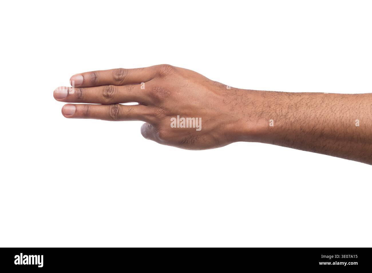 Black hand showing number three isolated Stock Photo