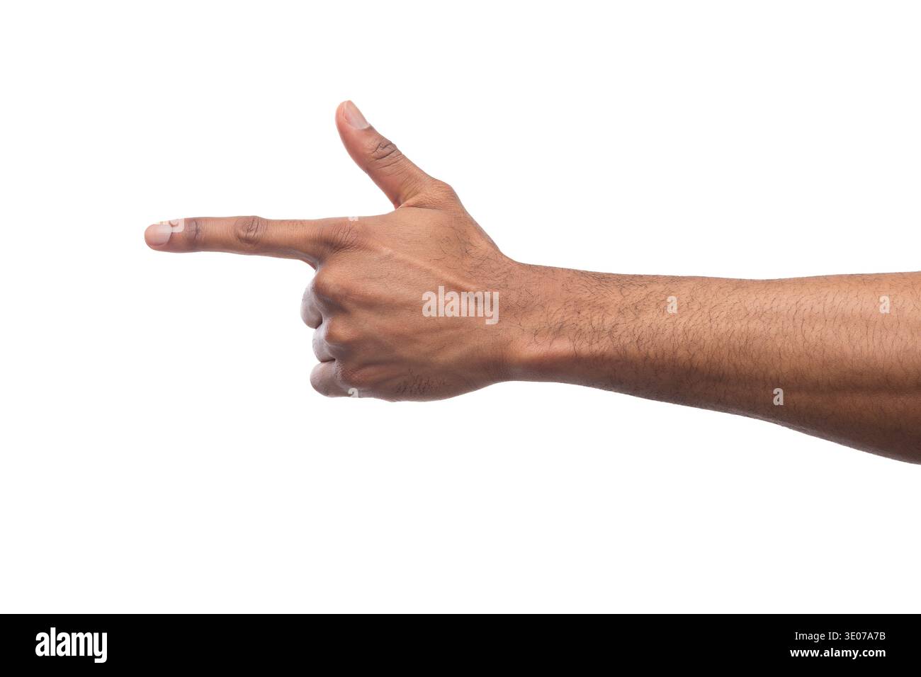 Hand gestures - man pointing away, isolated Stock Photo