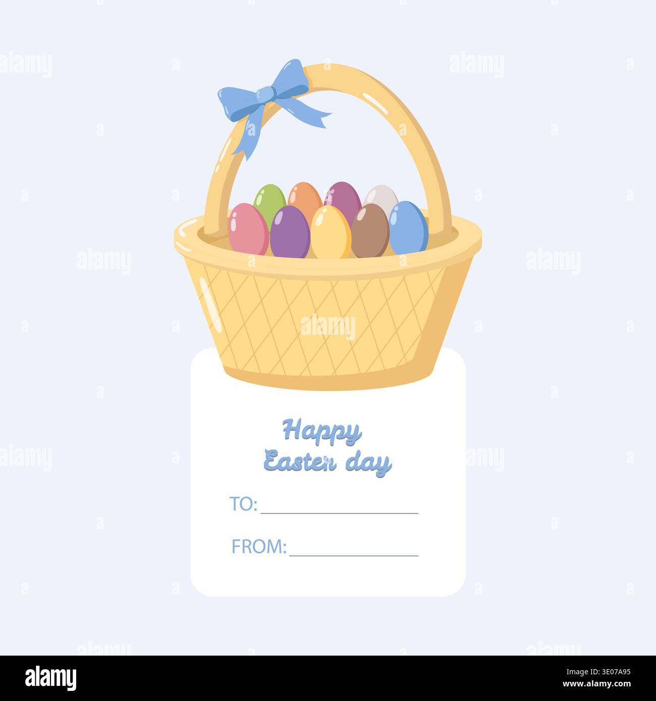 Happy Easter Day Card with Basket Stock Vector