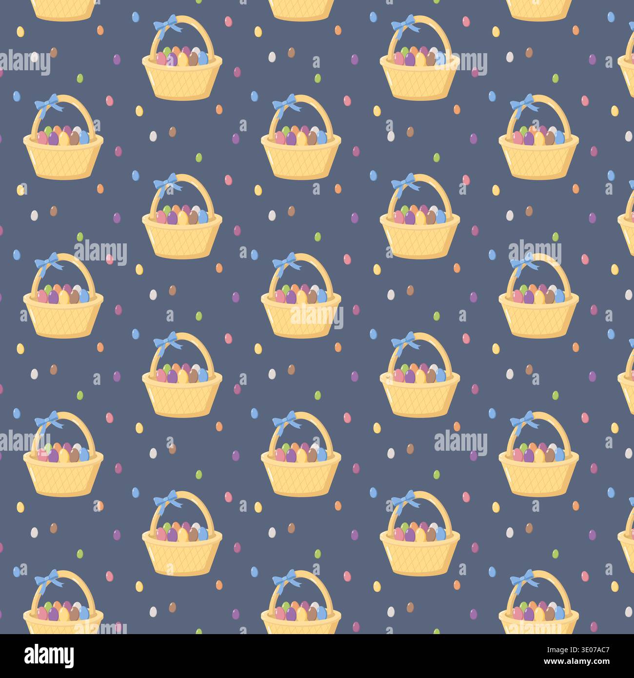 Easter Basket Seamless Pattern Stock Vector