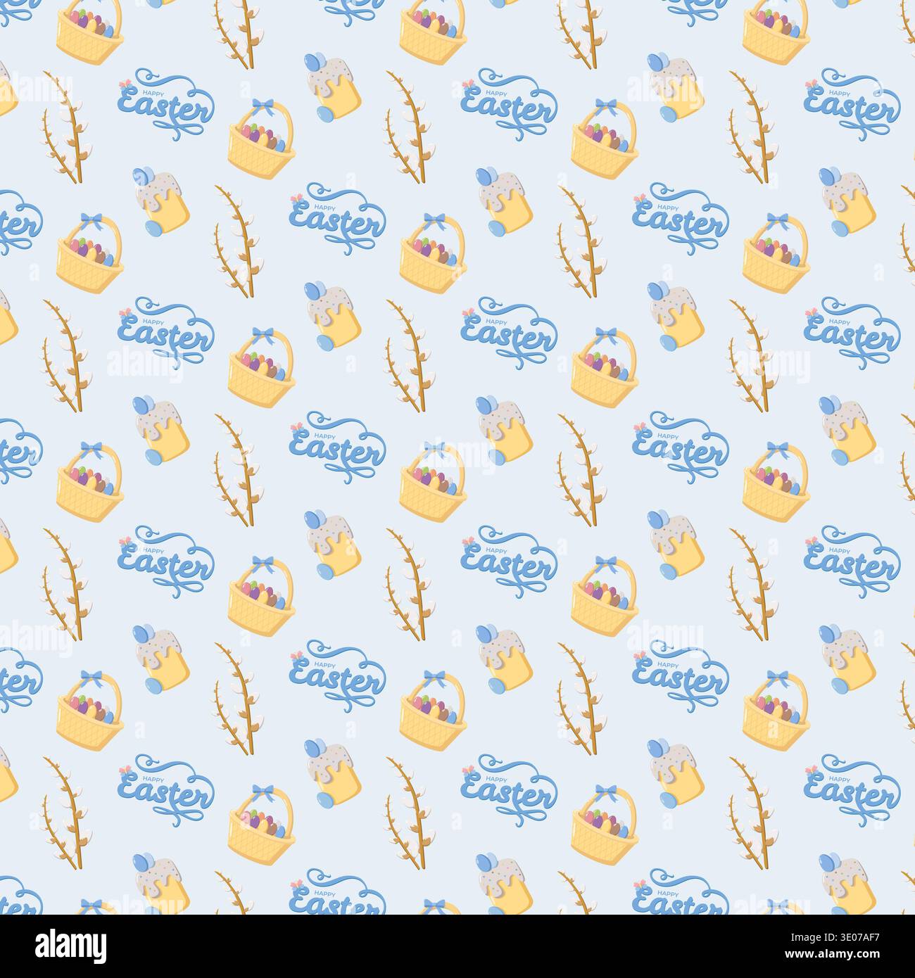 Easter Seamless Pattern with Text Stock Vector