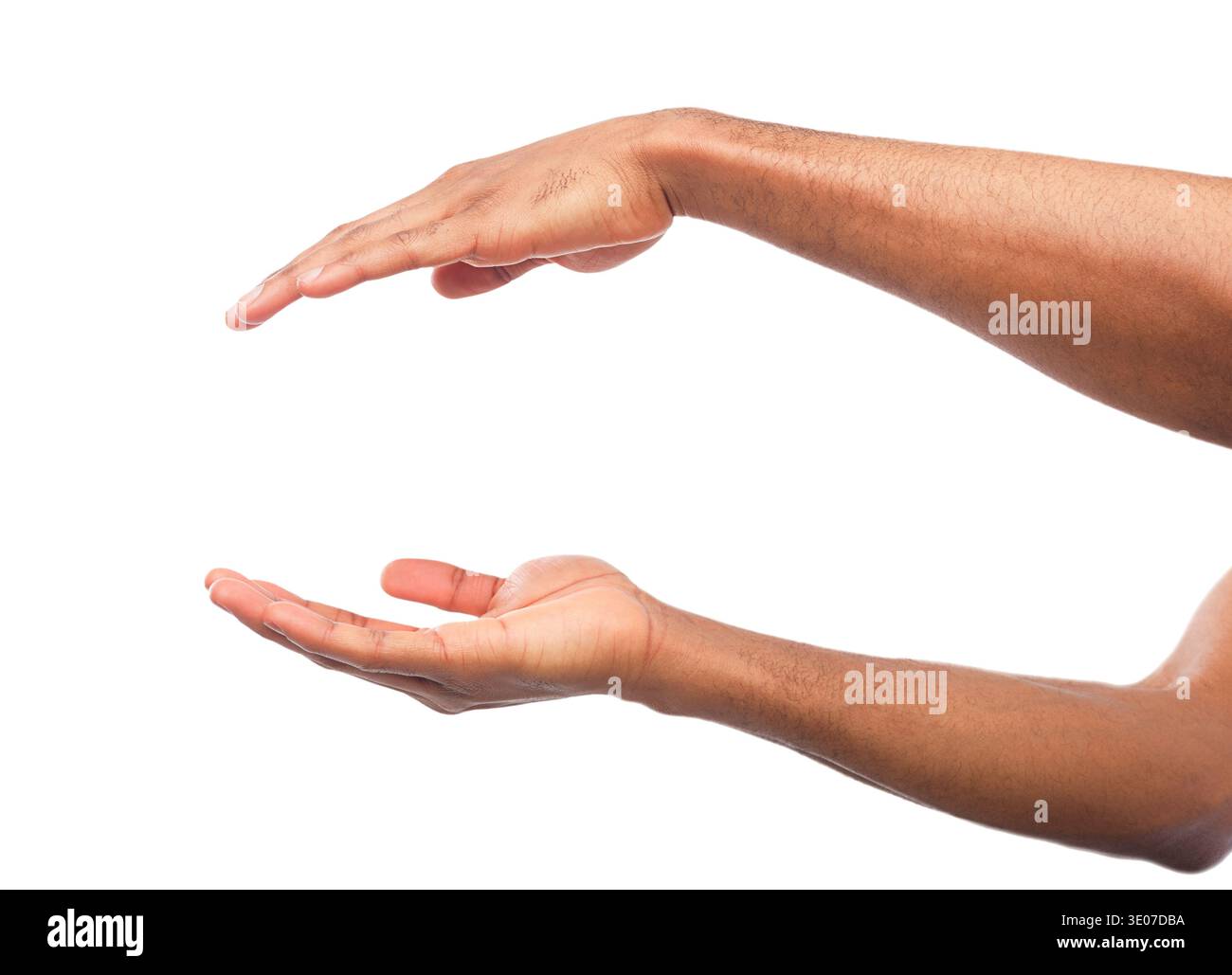 Black male hands keeping something, cutout Stock Photo