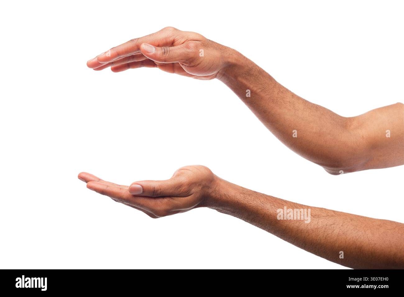 Black male hands keeping something, cutout Stock Photo