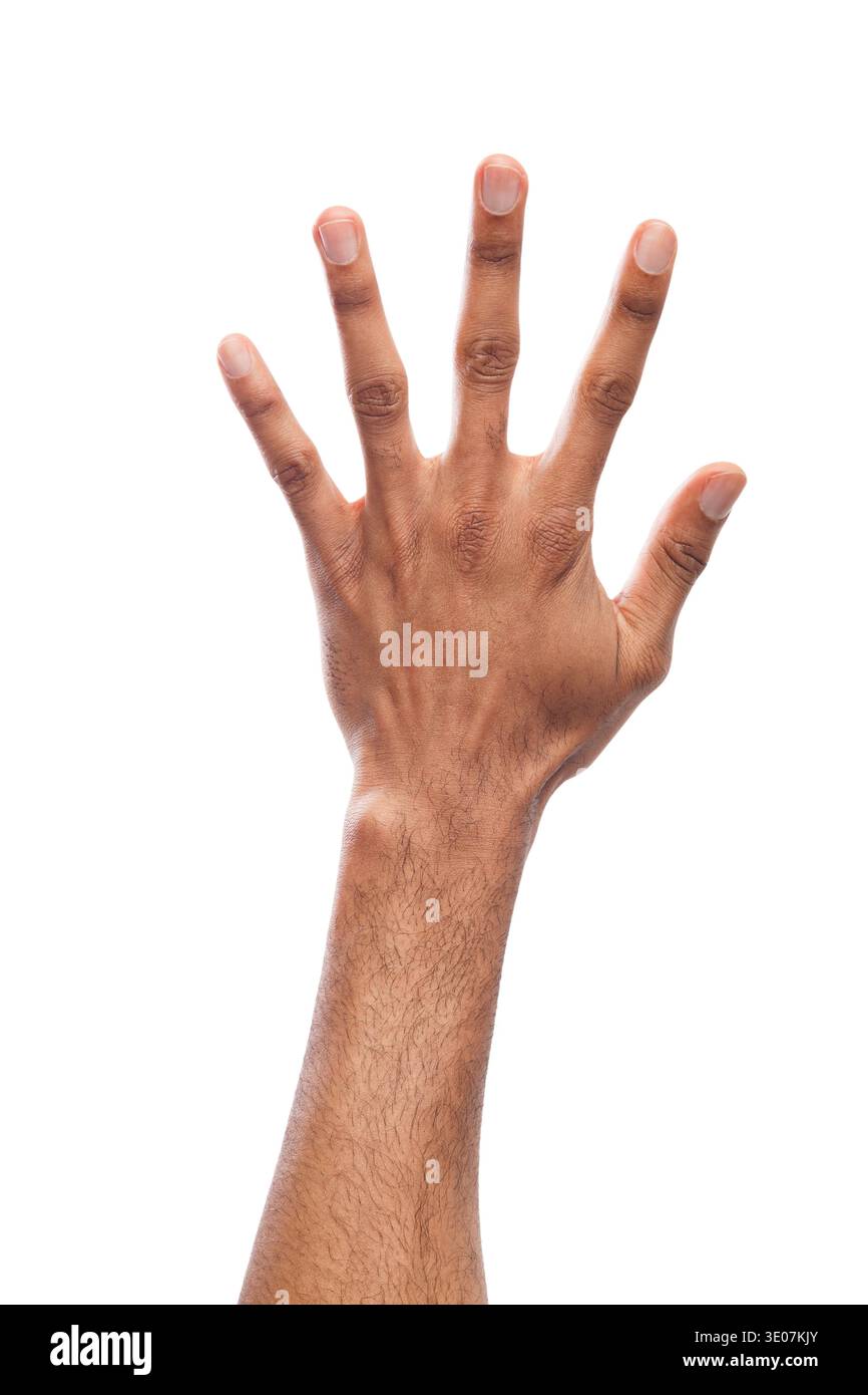 Hand gesture finger five palm hi-res stock photography and images