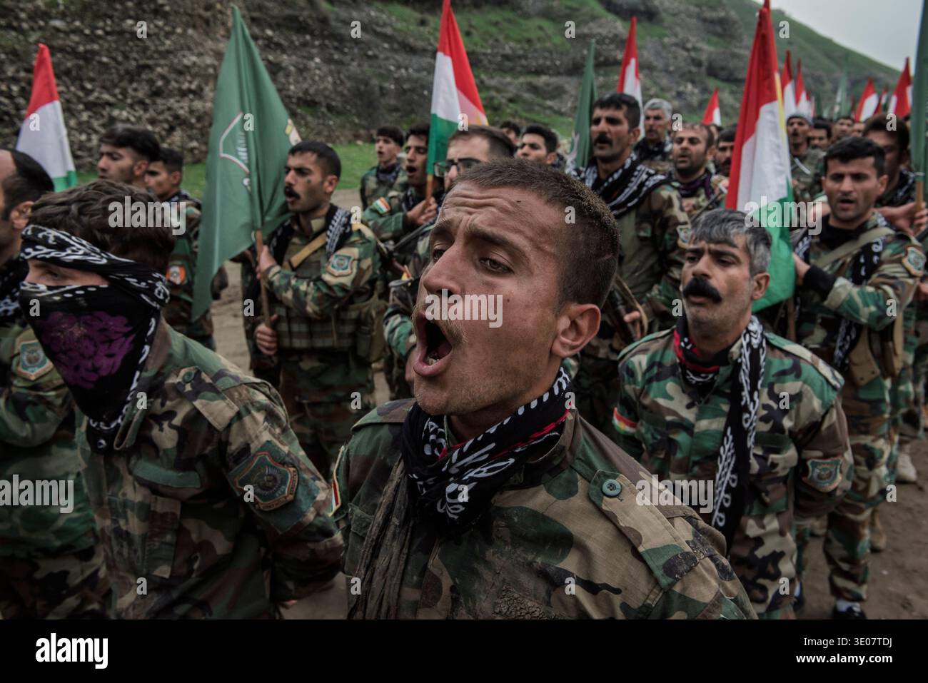 Iraqile Peshmerga fighters from the Kurdistan Freedom Party (PAK) train in the ...