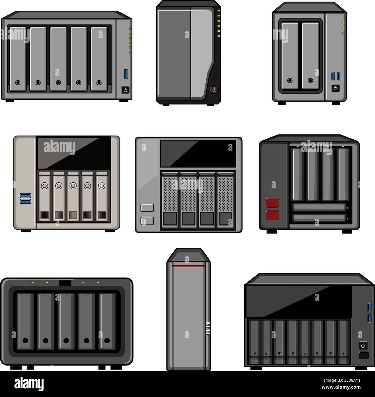 Network attached storage devices for data management concepts Stock Vector