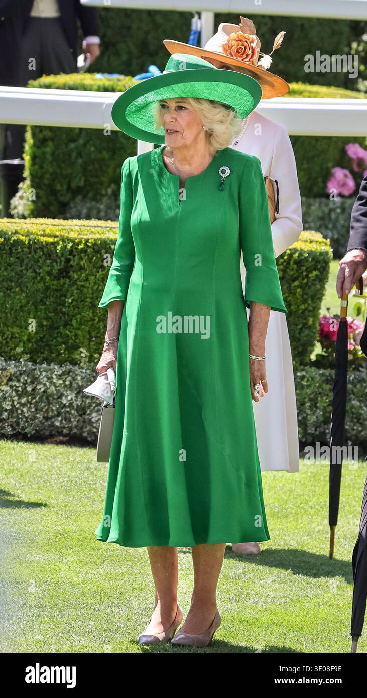 queen camilla green dress Queen Camilla Makes a Statement With Emerald Green Dress Rewear During Trip to Northern Ireland With King Charles III