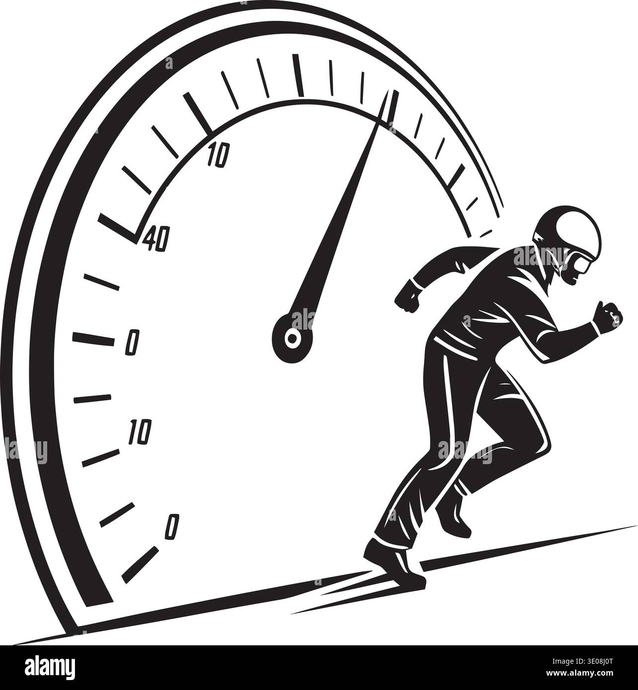 Outp Black and white vector silhouette of a speedometer gauge with needle ...