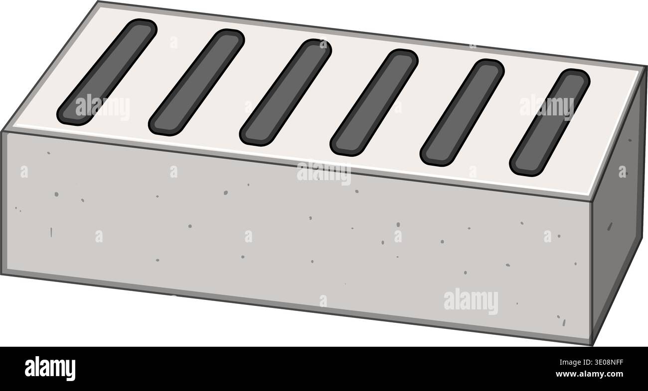 Concrete breeze block featuring multiple ventilation slots Stock Vector