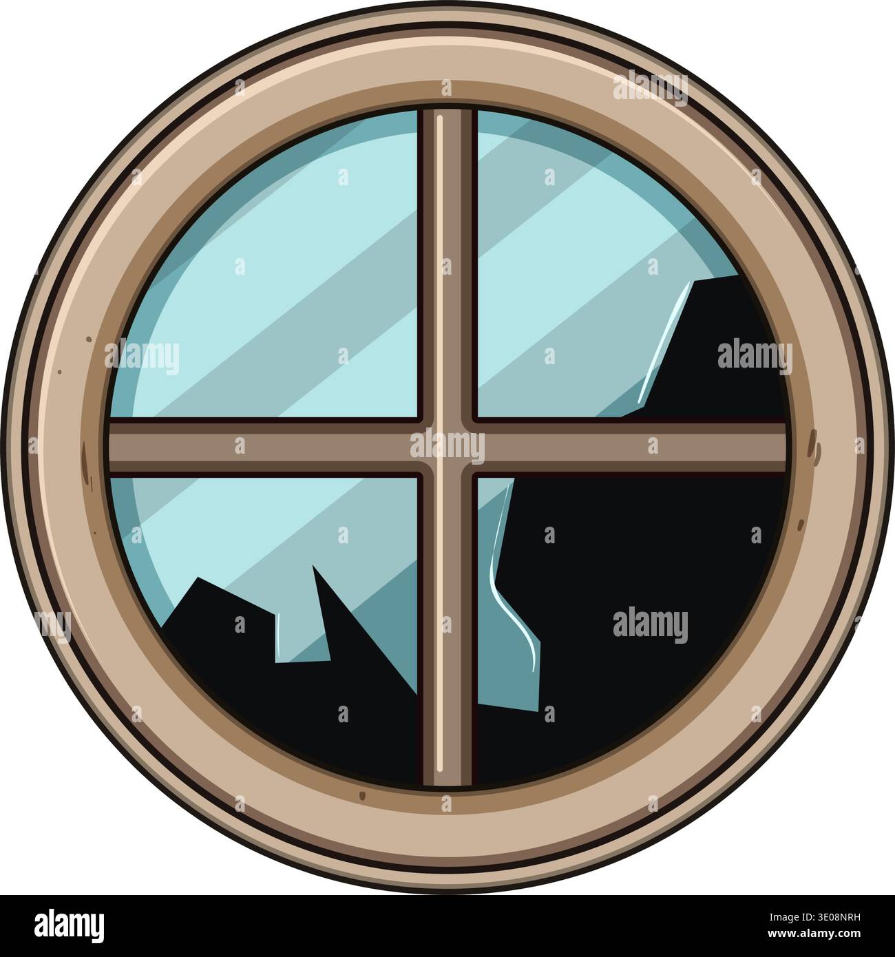 Round wooden window frame with broken glass Stock Vector Image & Art ...