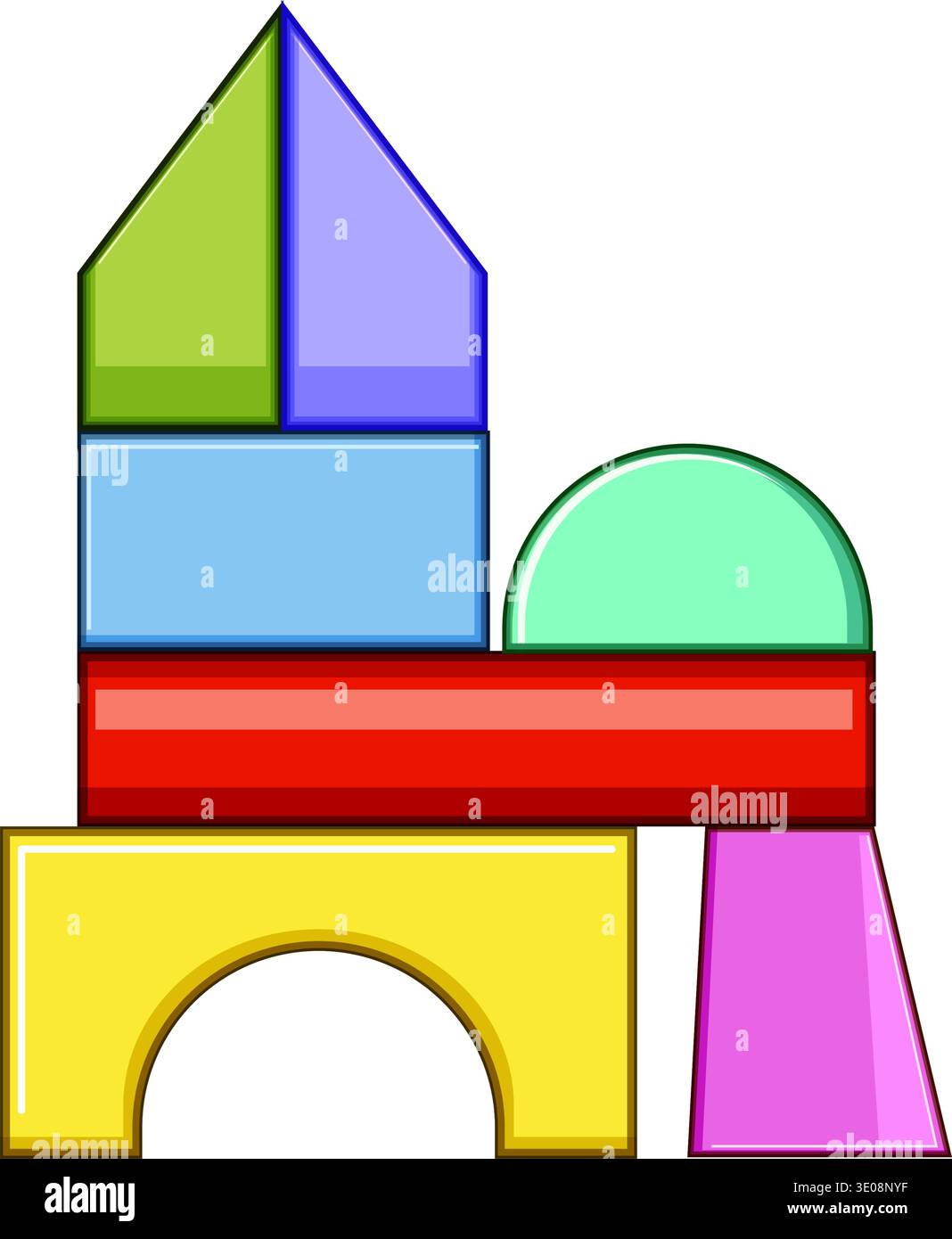 Colorful geometric building blocks forming a creative structure Stock Vector