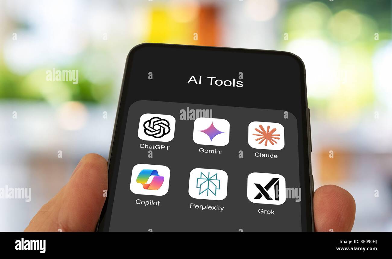 AI Tools displayed on a smartphone Stock Photo