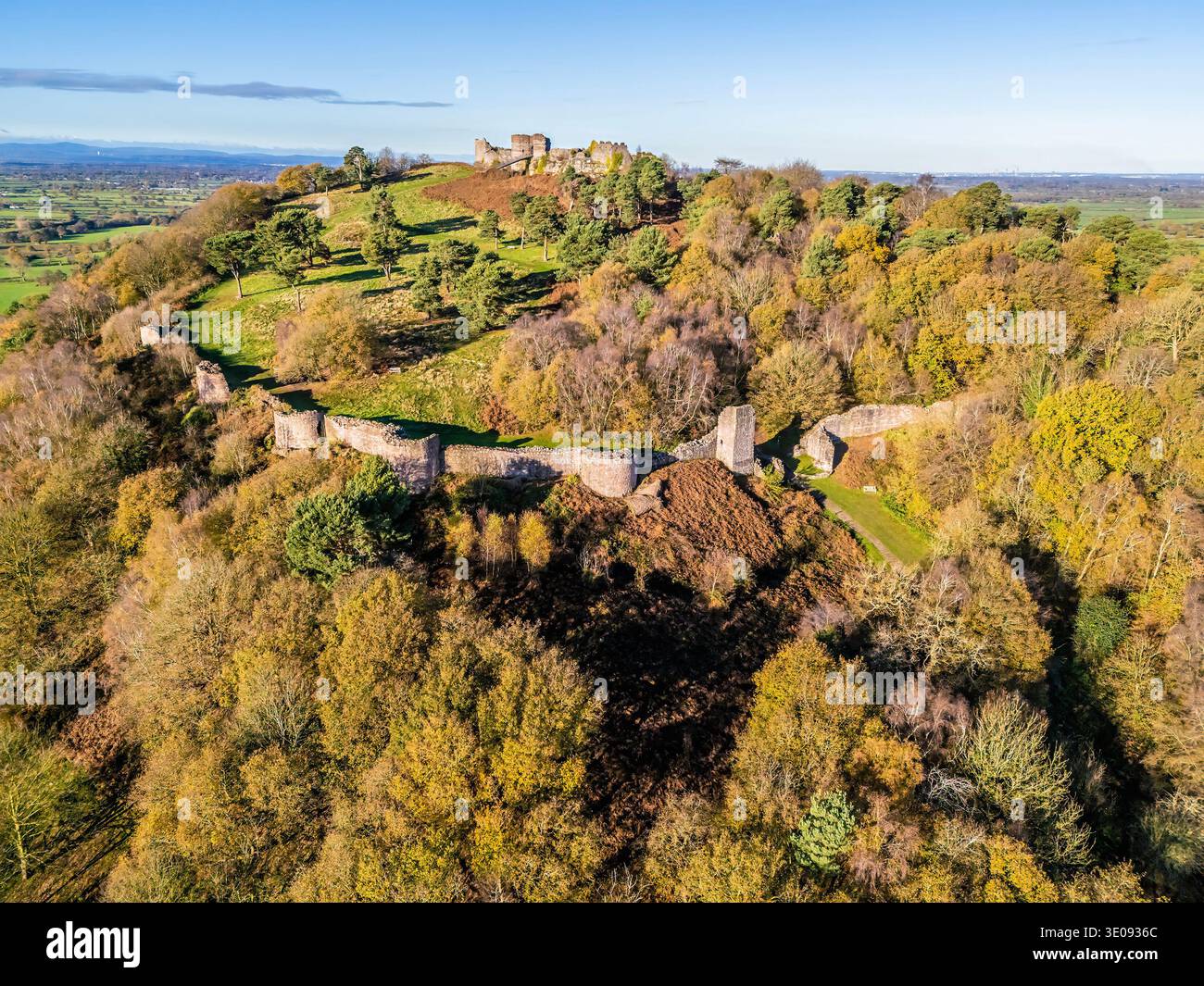 An aerial view showing the outer walls and the Inner Bailey in the ...