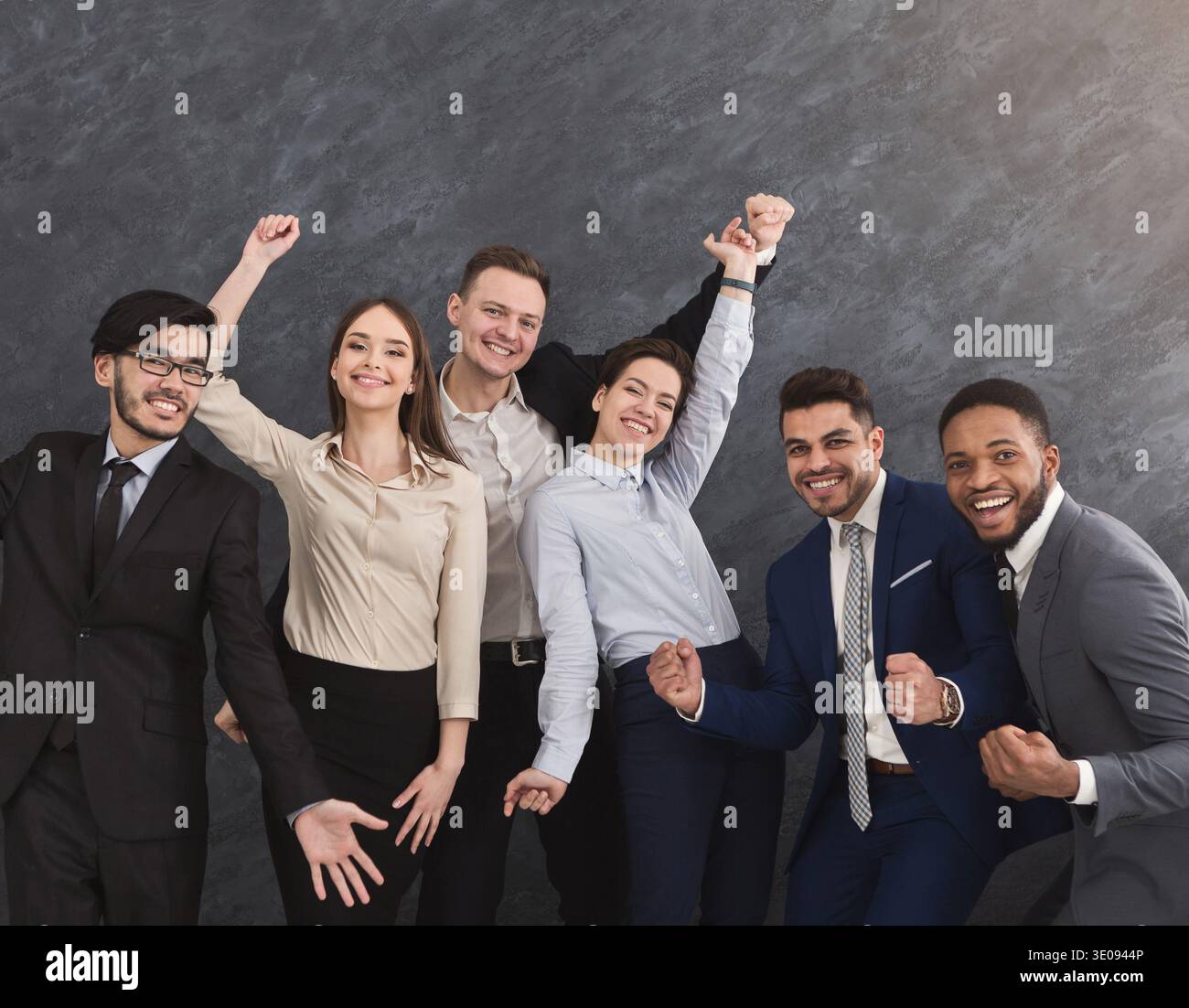 Smiling multiethnic group having fun and posing Stock Photo