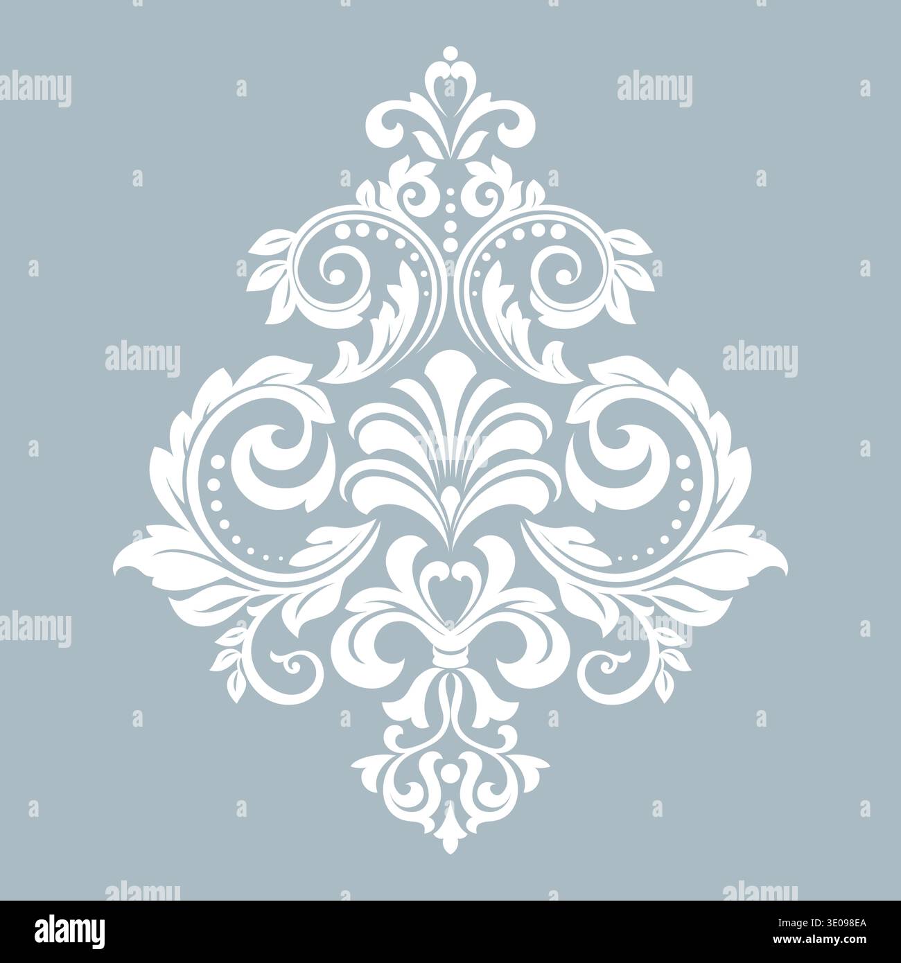 Damask graphic ornament. Floral design element. Blue vector pattern Stock Vector