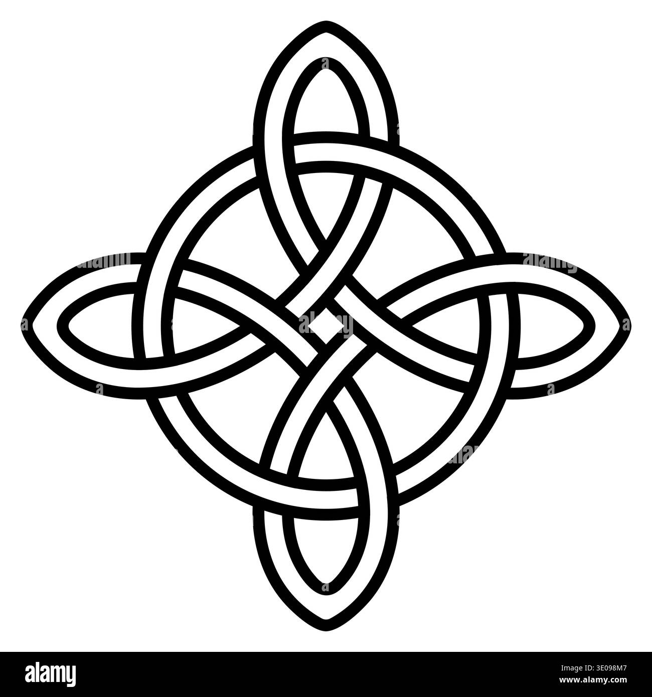 Intricate Celtic knot illustration, bold black lines, continuous interlacing pattern Stock Vector
