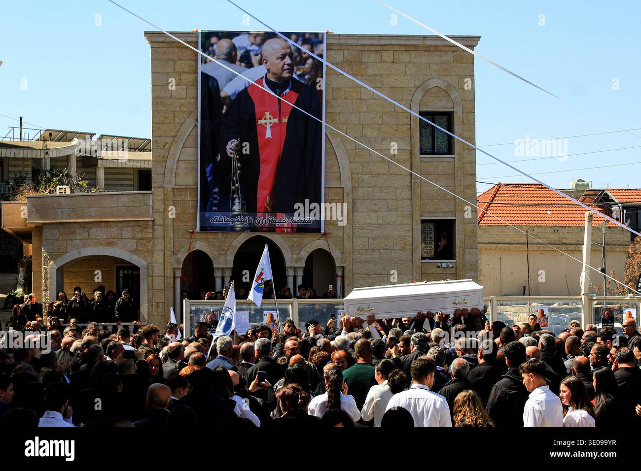 Al Rahi Qlayaat, Lebanon. 11th Mar, 2026. Christians from the southern Lebanese ...