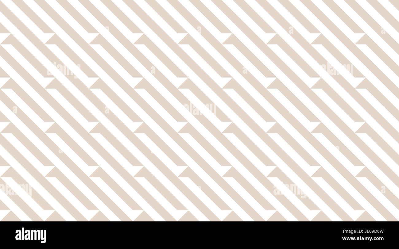 Seamless geometric pattern featuring beige and white diagonal stripes with integrated triangle elements. This minimalist, tileable vector background i Stock Vector