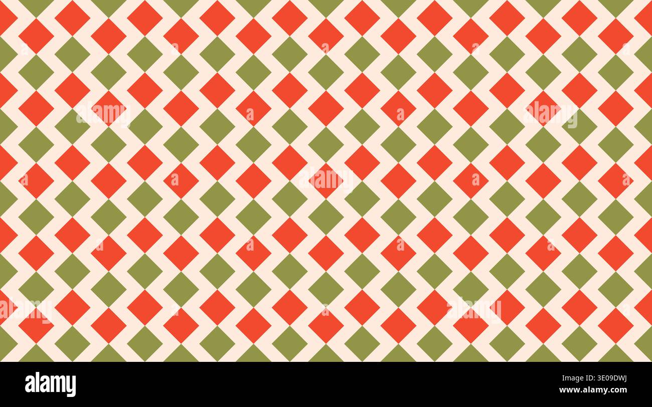 Seamless geometric pattern featuring red and green diamonds in a ...