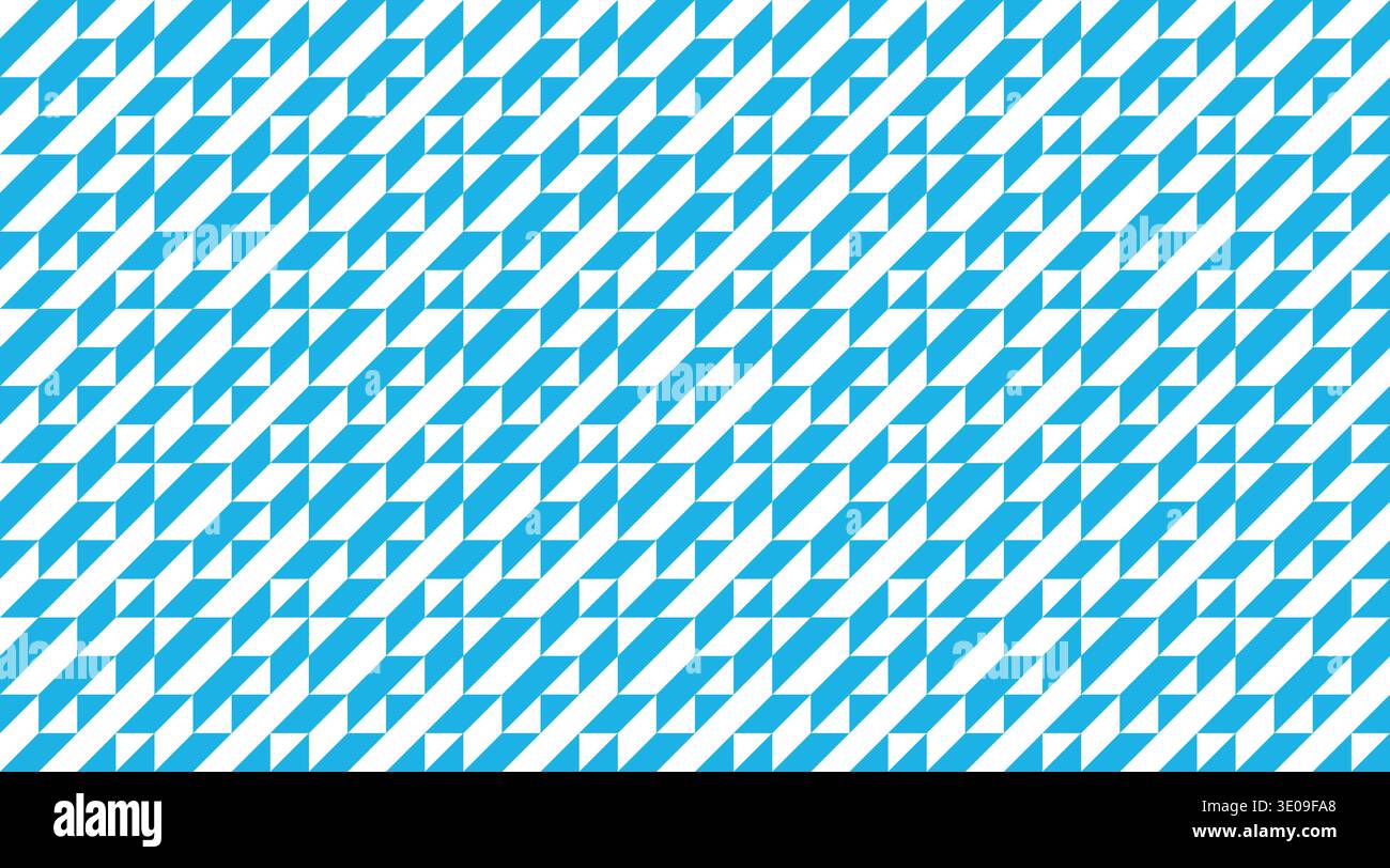 Seamless geometric pattern featuring blue and white triangles and parallelograms in a rhythmic diagonal grid. This clean, tileable design is perfect f Stock Vector
