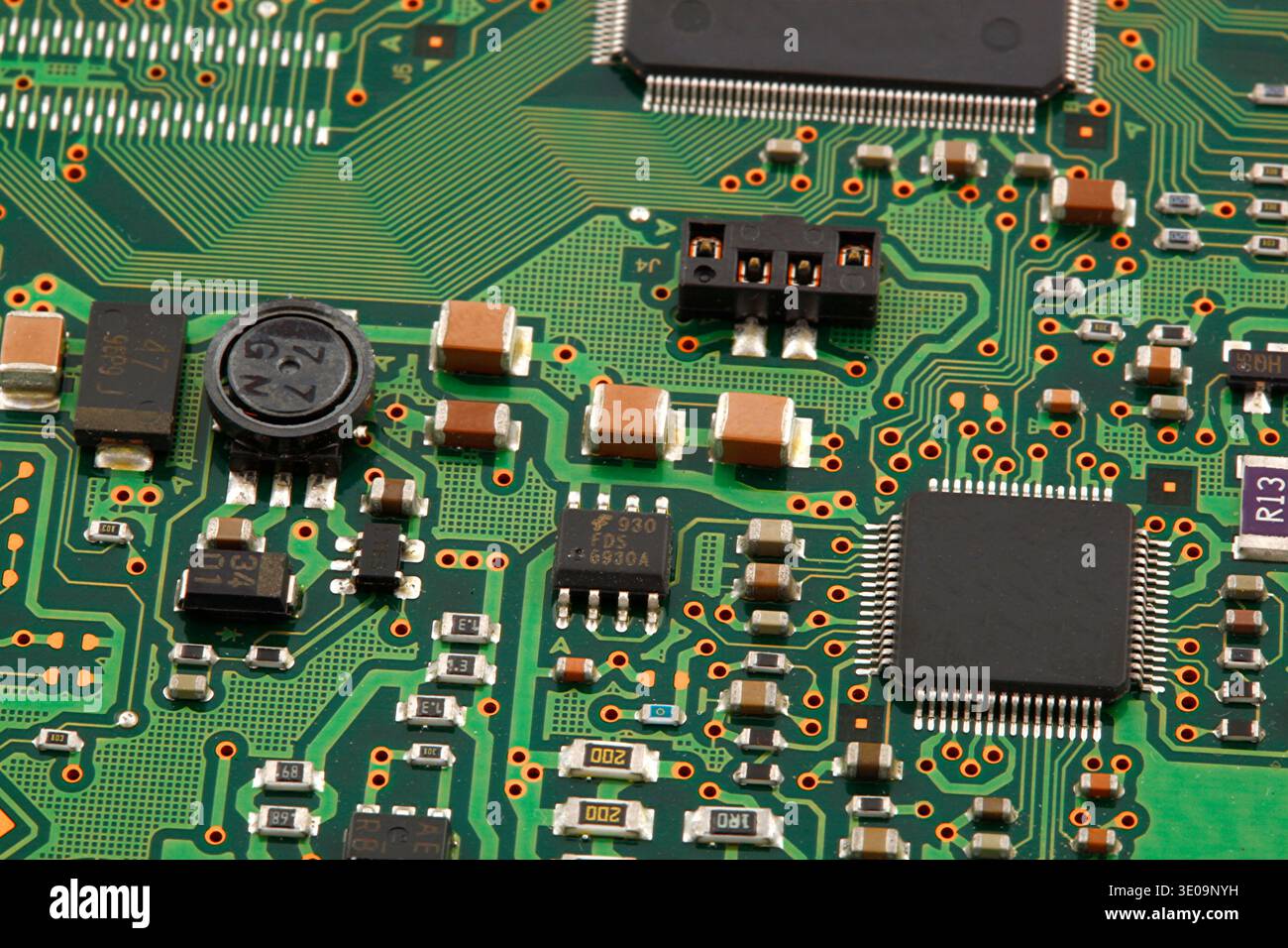 Closeup of computer micro circuit board Stock Photo