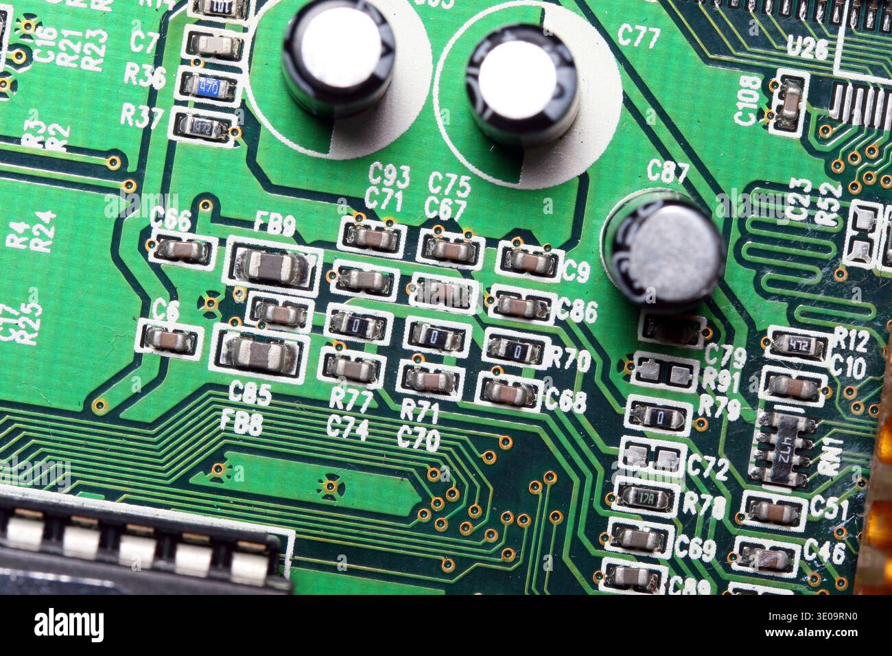Closeup of computer micro circuit board Stock Photo