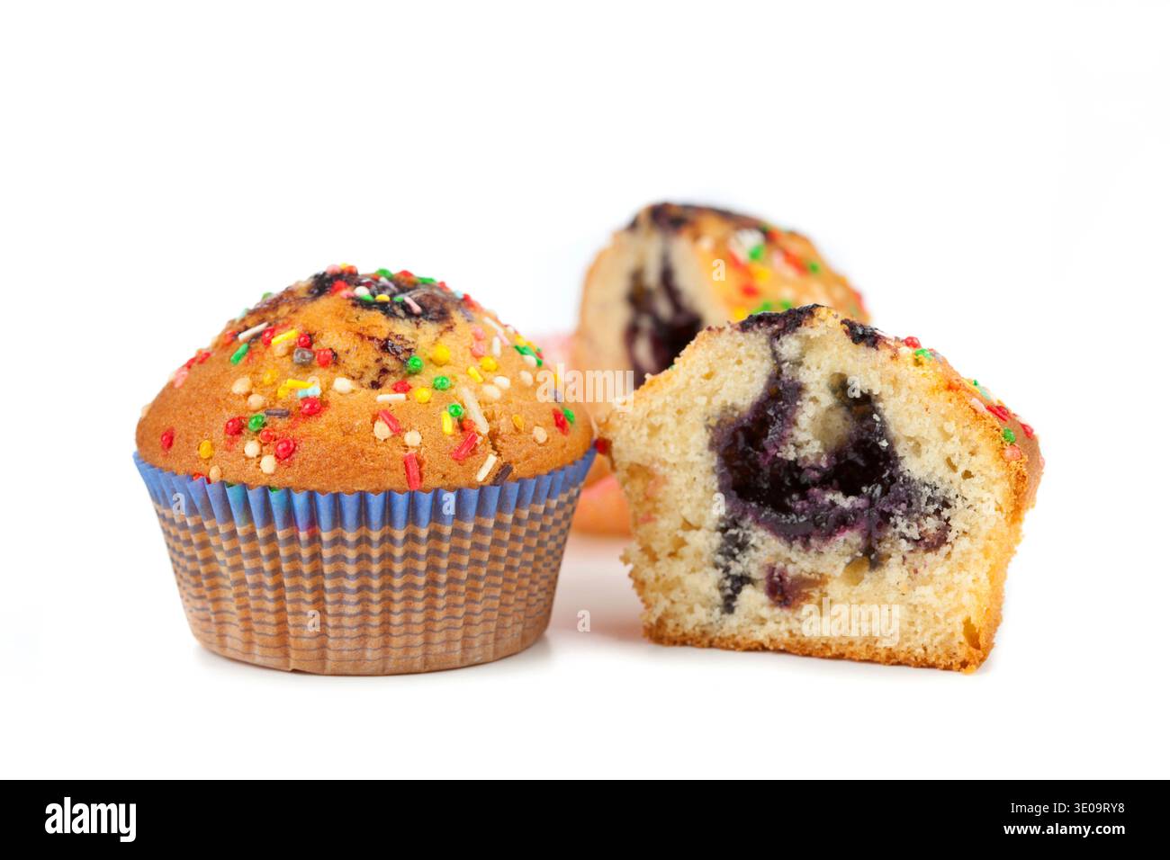 Sweet muffins on white background Stock Photo