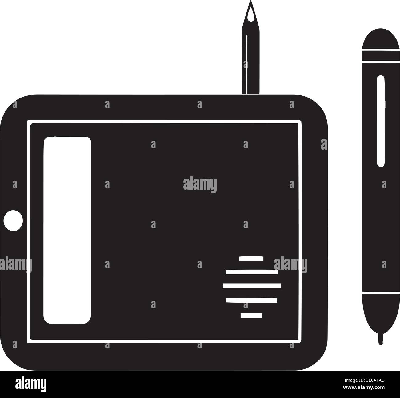 Monitor Stylus Vector Black and white vector silhouette of a pen display monitor with stylus ...