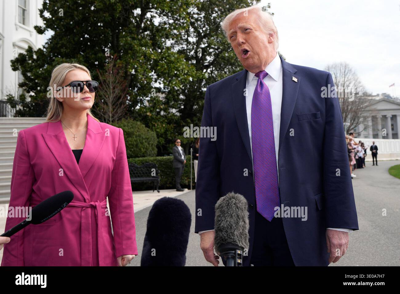 Washington, United States. 11th Mar, 2026. US President Donald Trump speaks  to the members of the media on the South Lawn of the White House in  Washington before boarding Marine One helicopter