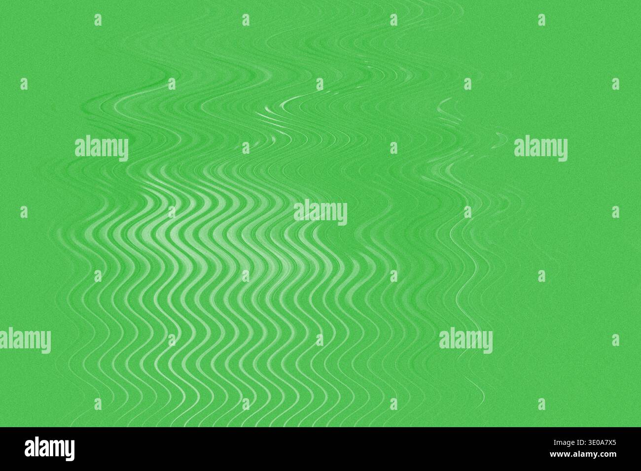 An abstract image featuring a textured green background overlaid with a prominent, light-colored wavy distortion pattern running vertically through th Stock Photo