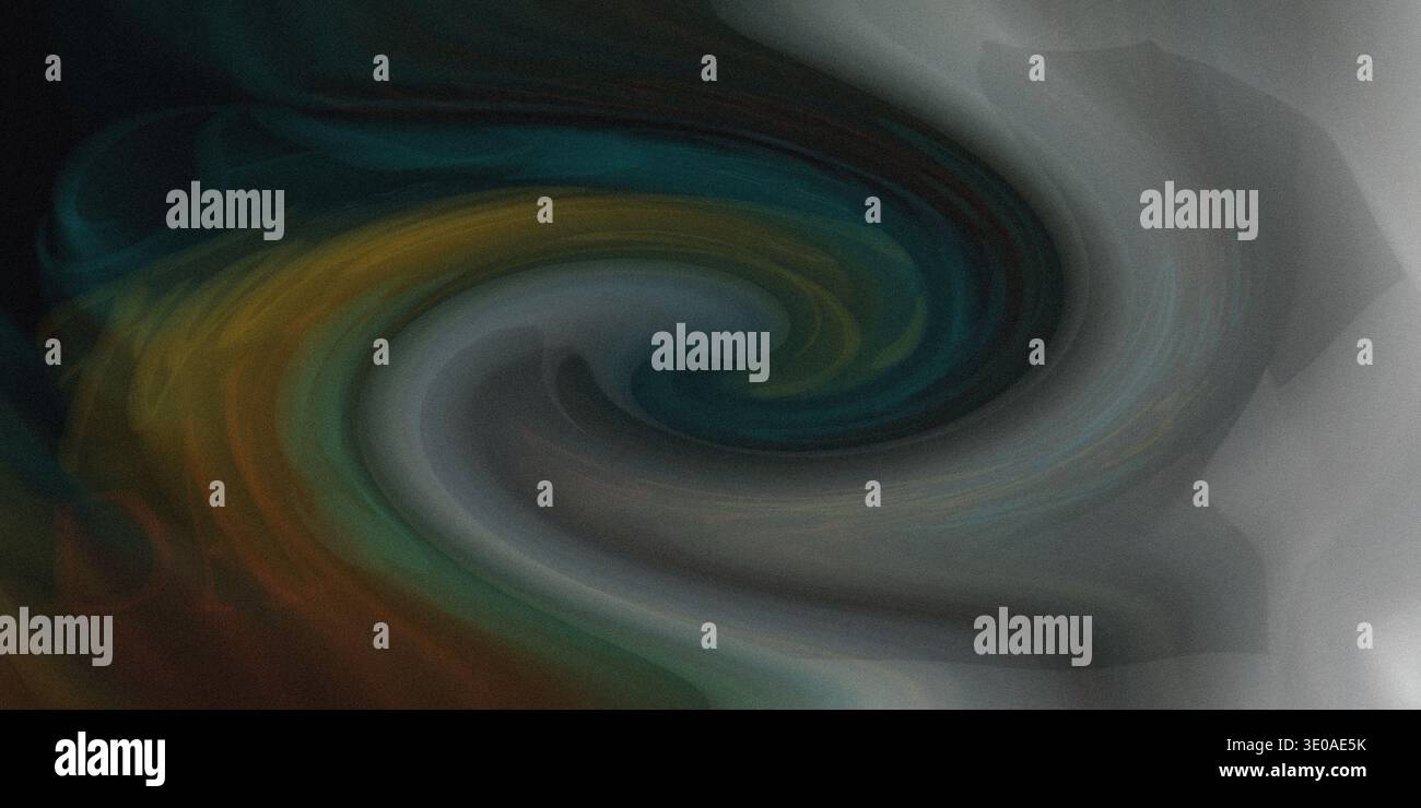 A dramatic, swirling design featuring a mix of dark and vibrant colors, including teal, orange, and gray, creating a dynamic visual effect Stock Photo